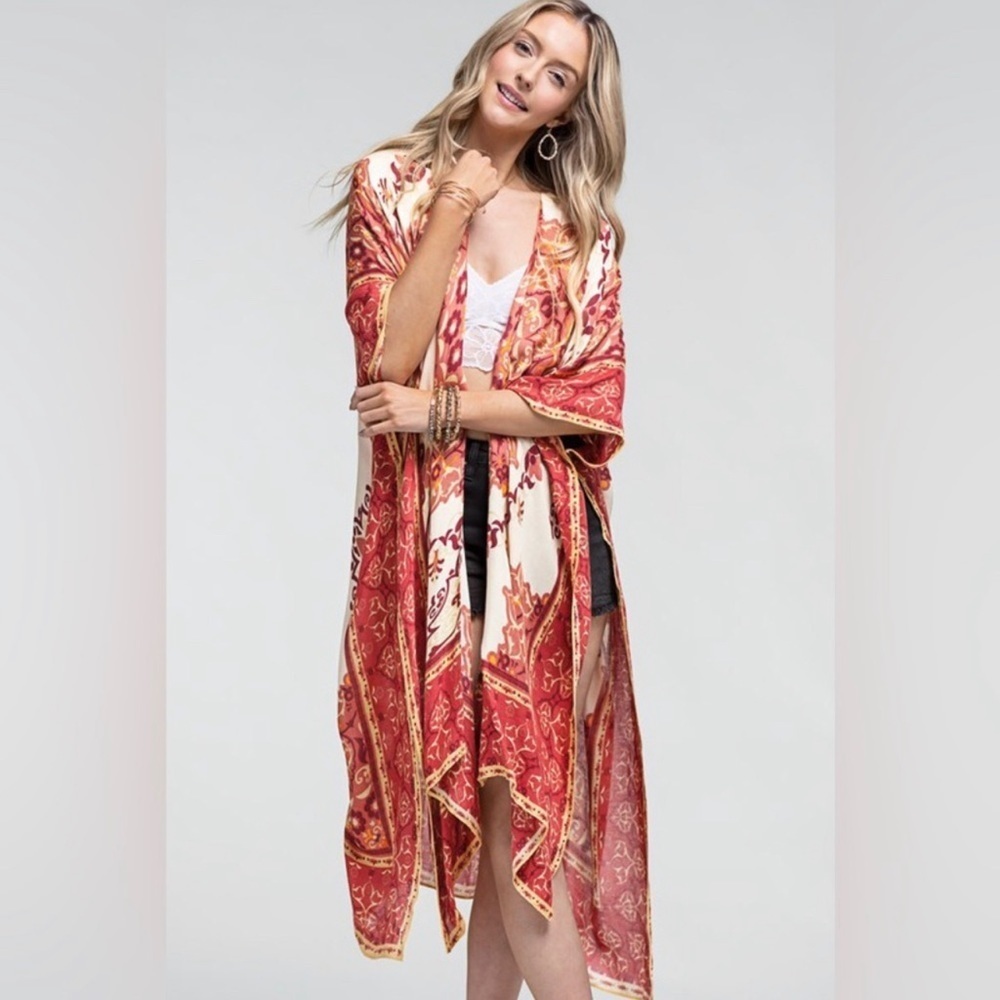 The SIENNA Floral Mandala Kimono - Picture 6 of 7